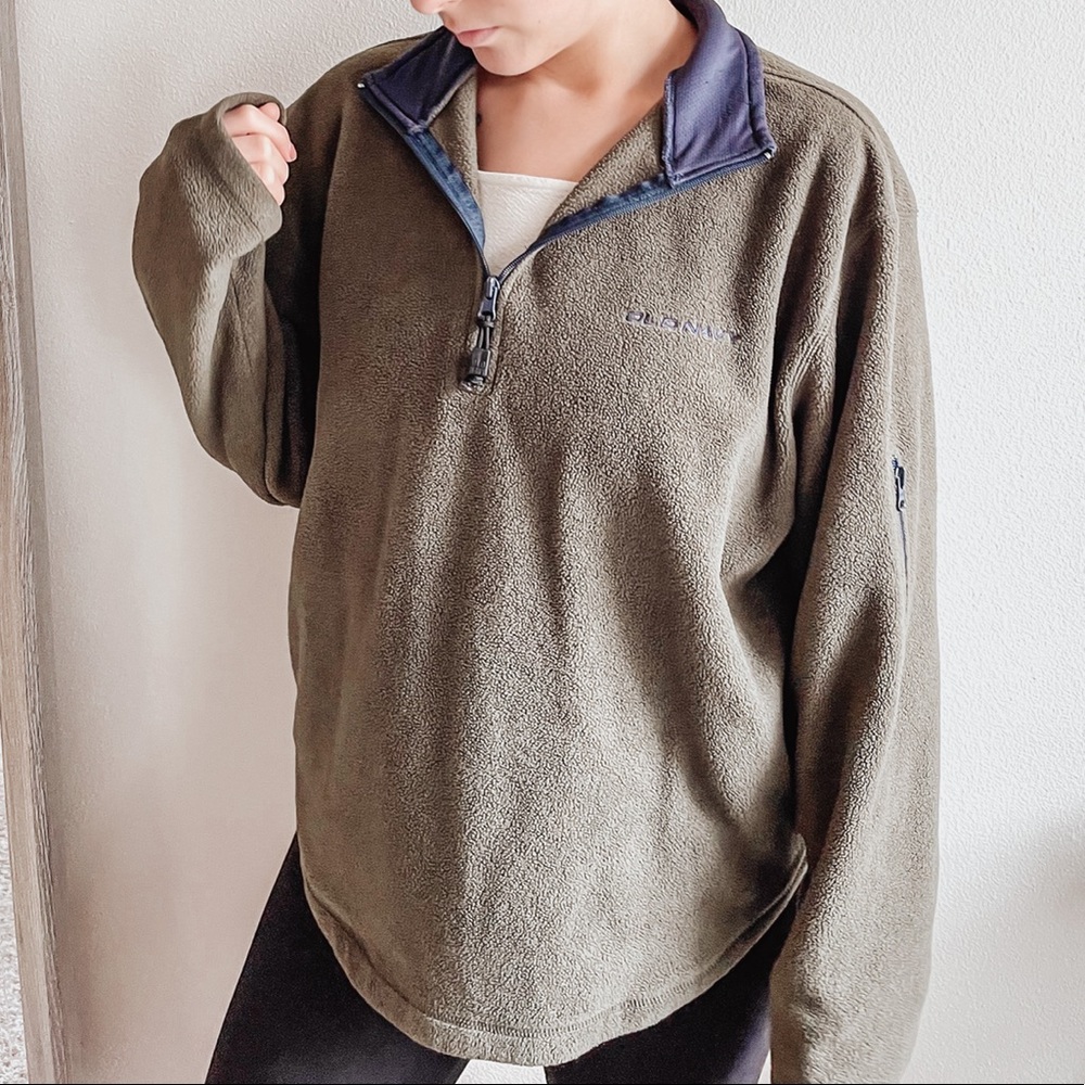 olive green quarter zip pullover